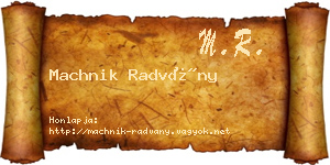 Machnik Radvány névjegykártya